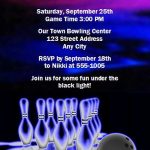 Bowling Cosmic Glow Party Invitation Sample
