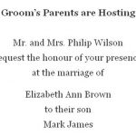 Grooms parents hosting wedding invitation wording