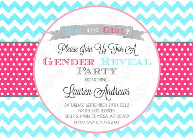 Gender Reveal Invite Sample. 