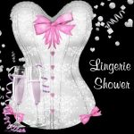 pink black corset lingerie shower invitation
