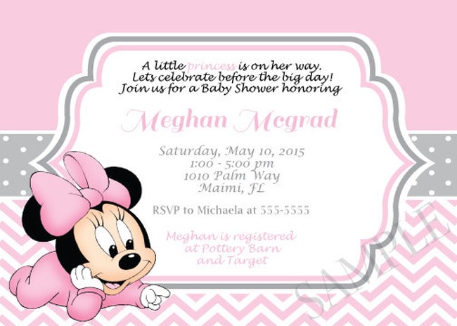minnie mouse baby invitations