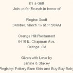 Shower invitation wordin for girl