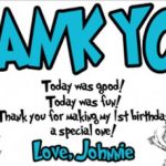 dr seuss thank you birthday party invitation