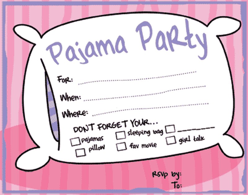 Pyjama Party Invitation Template Free